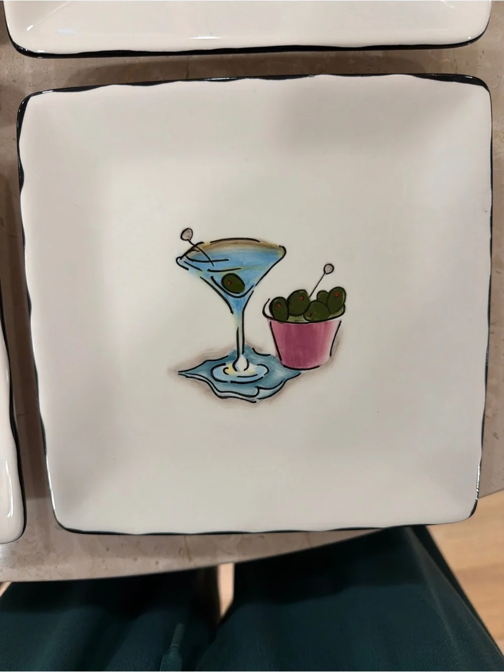 Pottery Barn White Square Martini Plates - Set of 4
